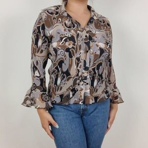 Y2K Violet‎ & Claire Brown Swirly Accordion Blouse